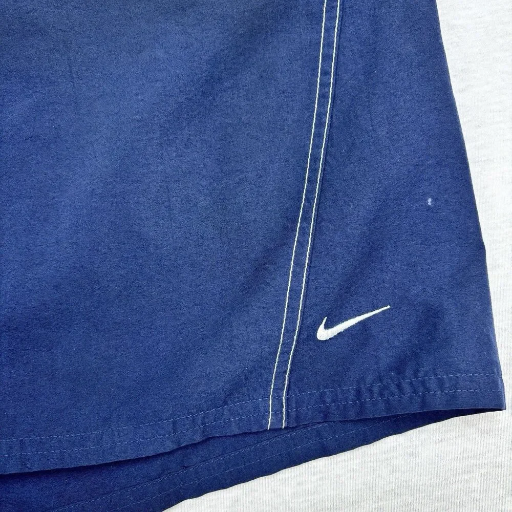 Nike Swim Trunks XL Navy Blue Board Shorts White Swoosh Mesh Lined